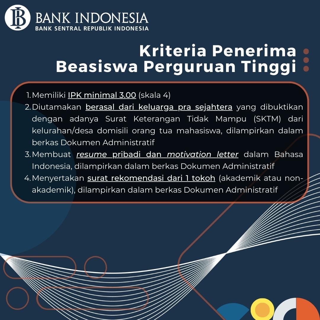 Seleksi Beasiswa Bank Indonesia 2023