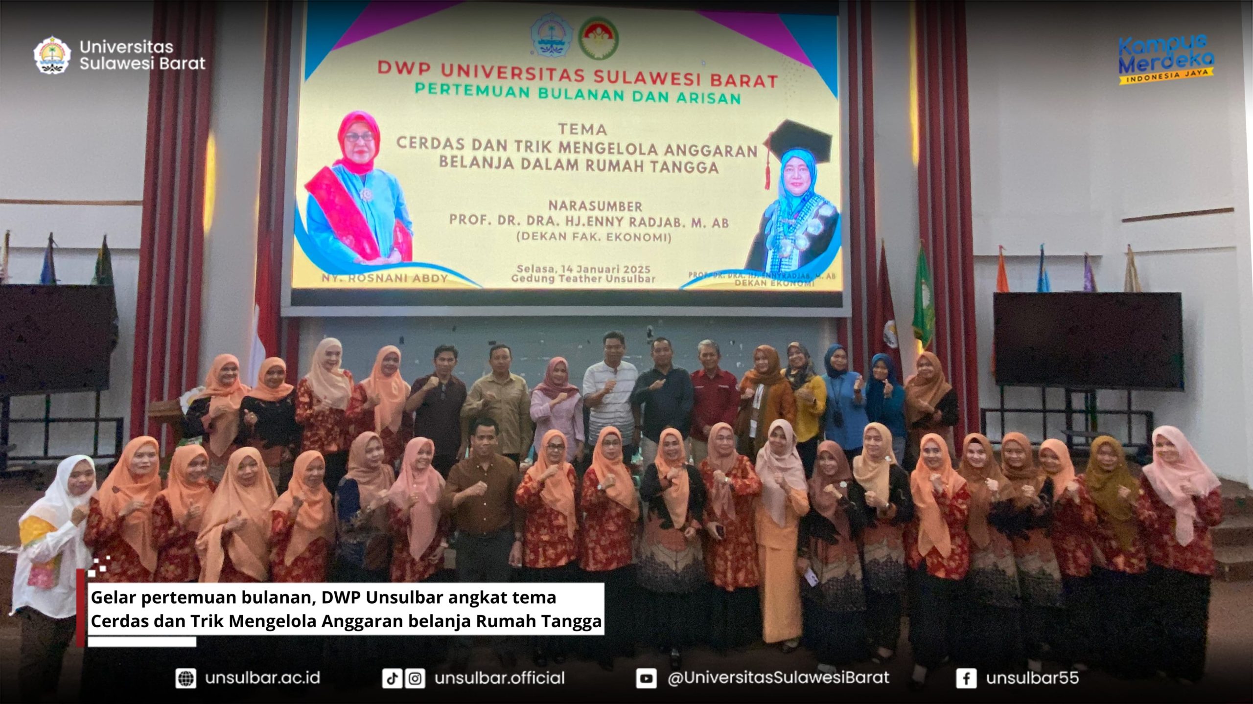 Gelar pertemuan bulanan, DWP Unsulbar angkat tema Cerdas dan Trik Mengelola Anggaran belanja Rumah Tangga