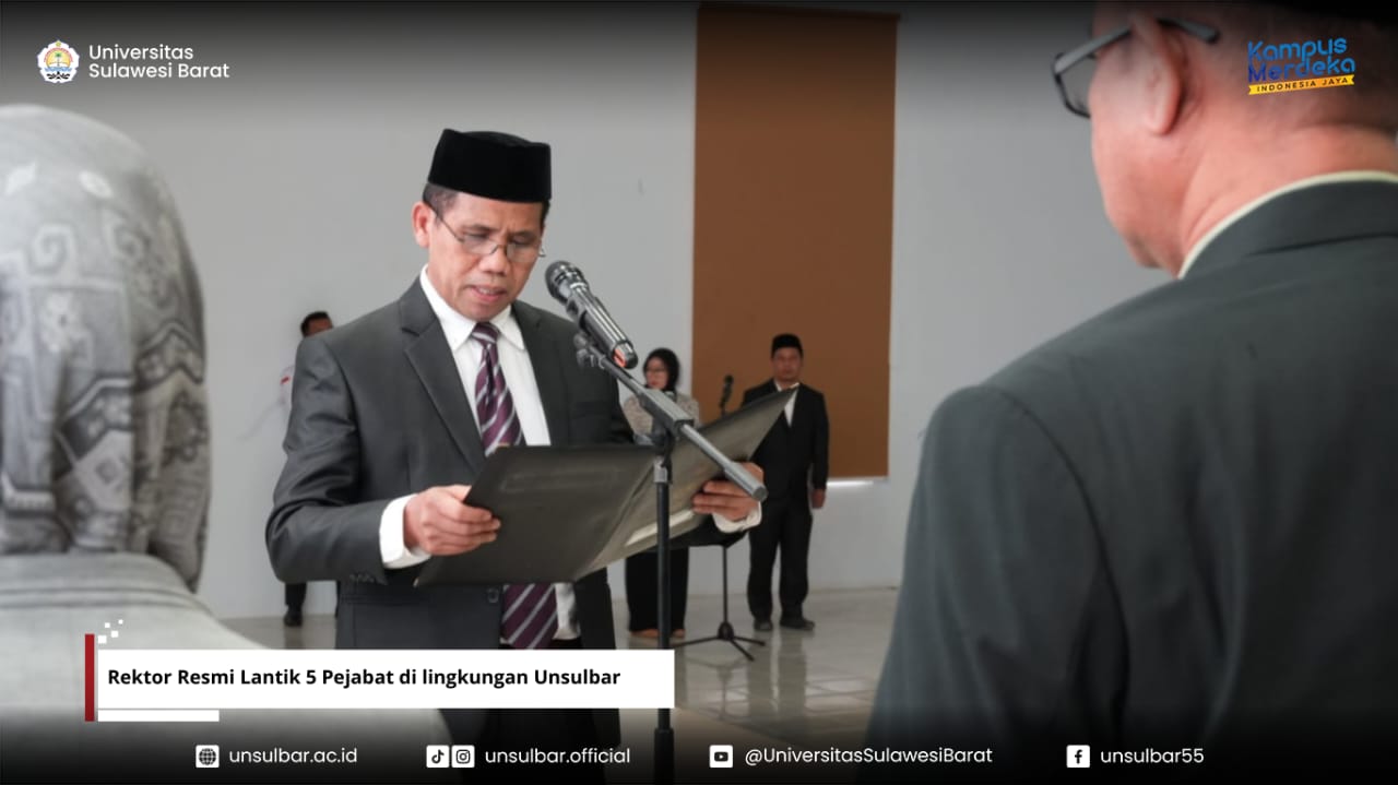 Rektor Resmi Lantik 5 Pejabat di lingkungan Unsulbar