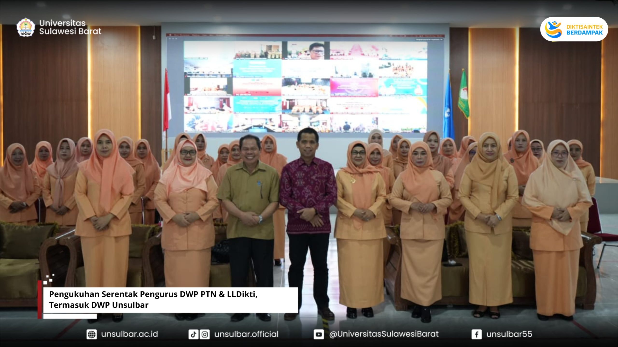 Pengukuhan Serentak Pengurus DWP PTN & LLDikti, Termasuk DWP Unsulbar