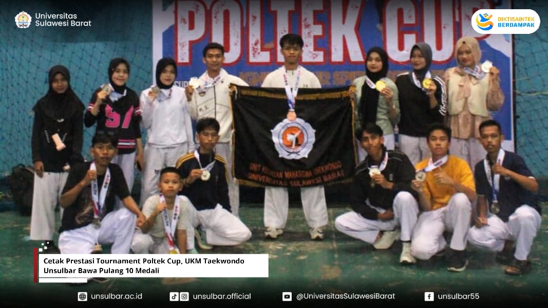 Cetak Prestasi Tournament Poltek Cup, UKM Taekwondo Unsulbar Bawa Pulang 10 Medali