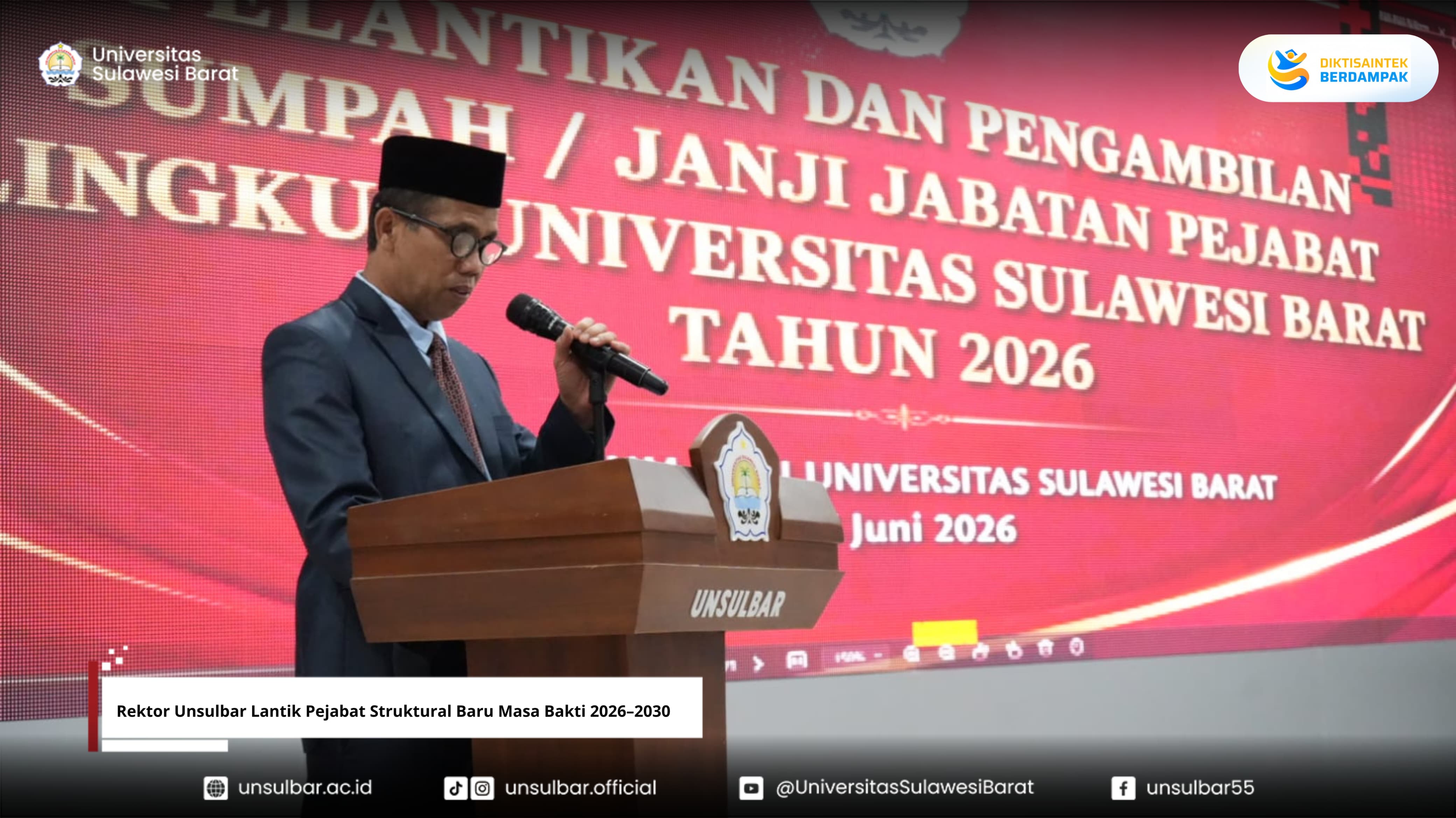 Rektor Unsulbar Lantik Pejabat Struktural Baru Masa Bakti 2026–2030