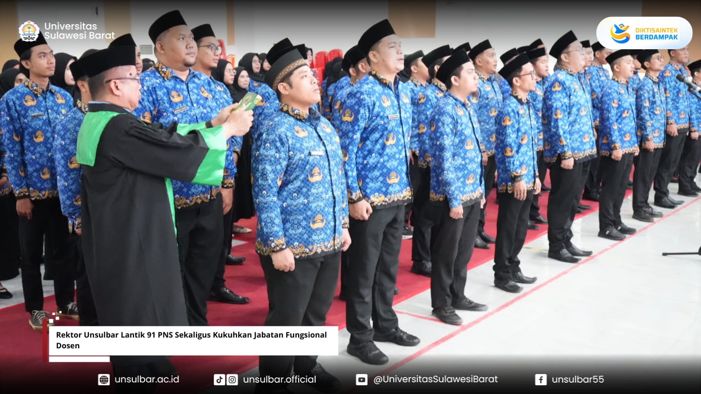 Rektor Unsulbar Lantik 91 PNS Sekaligus Kukuhkan Jabatan Fungsional Dosen