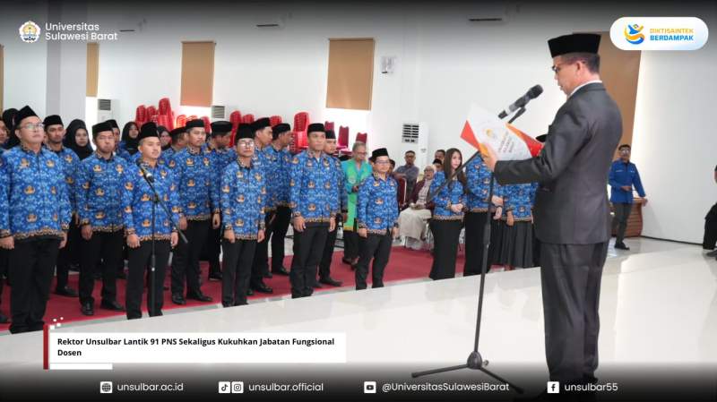 Rektor Unsulbar Lantik 91 PNS Sekaligus Kukuhkan Jabatan Fungsional Dosen