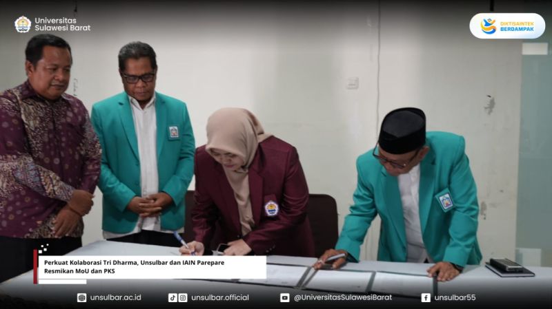 Perkuat Kolaborasi Tri Dharma, Unsulbar dan IAIN Parepare Resmikan MoU dan PKS